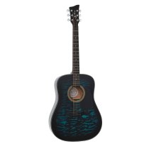 Dreadnought Acoustic Guitar, Full Size, Blue Burst Quilt