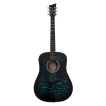 Dreadnought Acoustic Guitar, Full Size, Blue Burst Quilt