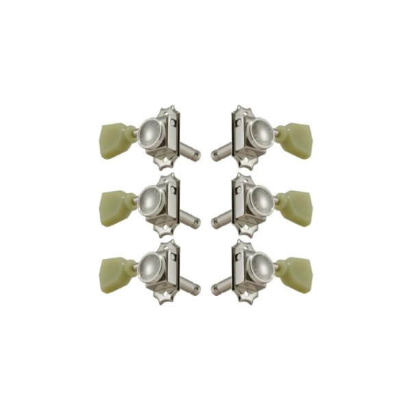 3+3 Vintage Locking Rotomatics with Keystone Button Guitar Machine Heads, Nickel