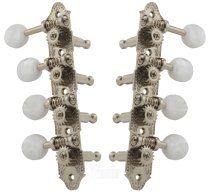 F-style Mandolin Tuning Machines 4 X 4 Tuners Set, Nickel With Pearloid Buttons