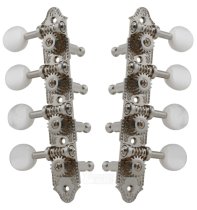 A-Style Mandolin Tuning Machines 4 x 4 Tuners Set, Nickel with Pearloid Buttons