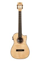 All Solid Flame Maple Cutaway Baritone Ukulele With EQ & Bag