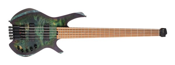 Space 5 Artisan Series Headless 5-String Electric Bass With Bag, Star Dust Green