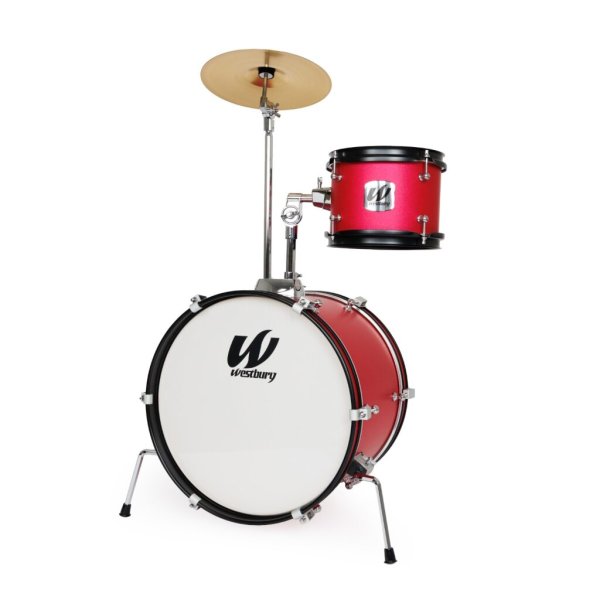 3-Piece Junior Drum Set Complete With Throne, Red Sparkle Finish