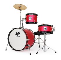 3-Piece Junior Drum Set Complete With Throne, Red Sparkle Finish