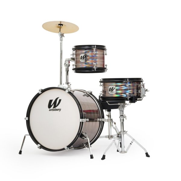3-Piece Junior Drum Set Complete With Throne, Prismatic Finish