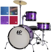 3-Piece Junior Drum Set Complete With Throne, Purple Sparkle Finish