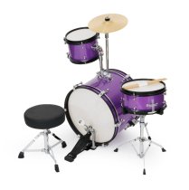 3-Piece Junior Drum Set Complete With Throne, Purple Sparkle Finish