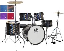 5-Piece Junior Drum Set Complete With Hardware, Cymbals & Throne, Prismatic Finish