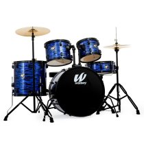 400 Series 5-Piece Stage Drumset With 22″ Bass Drum & Throne, Blue Oyster