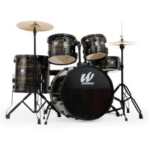 400 Series 5-Piece Studio Drumset With 20″ Bass Drum & Throne, Black Woodgrain