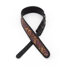 2.5″ Leather Strap with Brown Wave and Cherry Blossom Pattern, Black