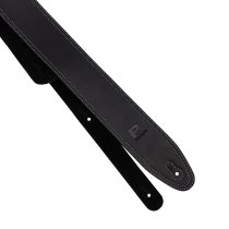 2.5" Leather Strap with White Double Stitching, Black