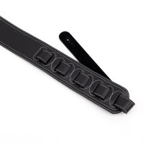 2.5" Leather Strap with White Double Stitching, Black