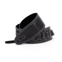 2.5" Leather Strap with White Double Stitching, Black