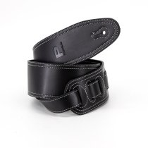 2.5" Leather Strap with White Double Stitching, Black