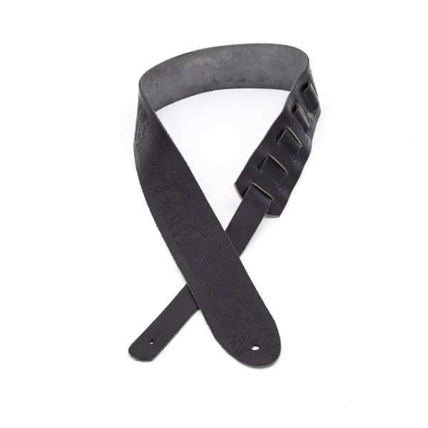 2.5" Leather Strap with Hot Press Design, Black