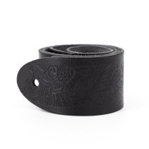 2.5" Leather Strap with Hot Press Design, Black