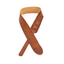 2.5″ Leather Strap with Hot Press Design, Cognac