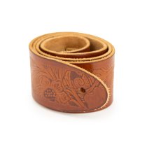 2.5" Leather Strap with Hot Press Design, Cognac
