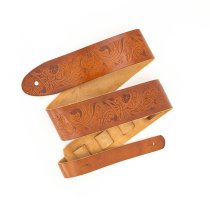 2.5" Leather Strap with Hot Press Design, Cognac