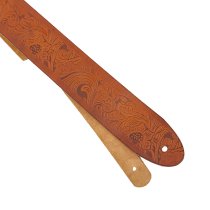 2.5" Leather Strap with Hot Press Design, Cognac