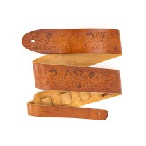 2.5" Leather Strap with Hot Press Design, Cognac