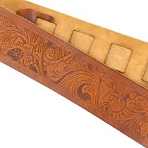 2.5" Leather Strap with Hot Press Design, Cognac
