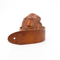 2.5" Leather Strap with Hot Press Design, Cognac