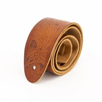 2.5" Leather Strap with Hot Press Design, Cognac