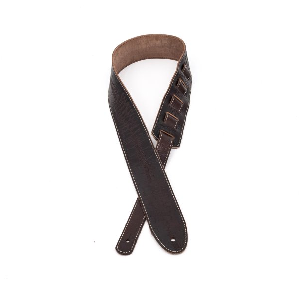 2.25" Leather Strap with Hot Press Design, Brown