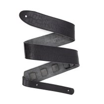 2.25" Leather Strap with Hot Press Design, Black