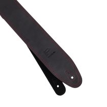2.5" Leather Strap with Red Double Stitching, Black