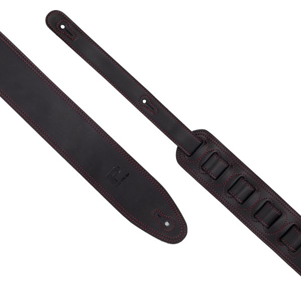 2.5" Leather Strap with Red Double Stitching, Black