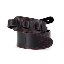2.5" Leather Strap with Red Double Stitching, Black