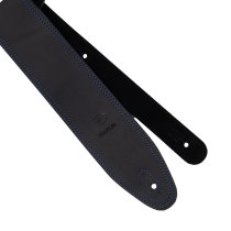 2.5" Leather Strap with Blue Double Stitching, Black