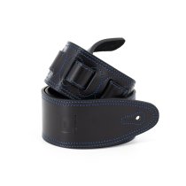2.5" Leather Strap with Blue Double Stitching, Black