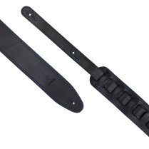 2.5" Leather Strap with Blue Double Stitching, Black