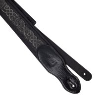 2.5" Leather Padded Strap with Celtic Knot Pattern, Gloss Black