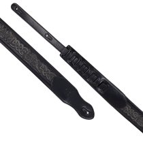 2.5" Leather Padded Strap with Celtic Knot Pattern, Gloss Black