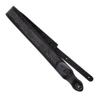 2.5" Leather Padded Strap with Celtic Knot Pattern, Gloss Black