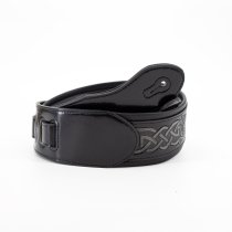 2.5" Leather Padded Strap with Celtic Knot Pattern, Gloss Black