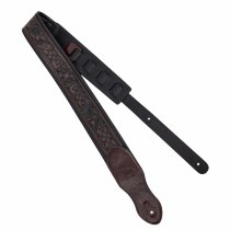 2.5" Leather Padded Strap with Celtic Knot Pattern, Gloss Brown