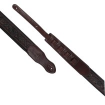 2.5" Leather Padded Strap with Celtic Knot Pattern, Gloss Brown