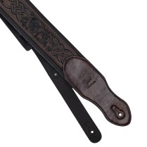 2.5" Leather Padded Strap with Celtic Knot Pattern, Gloss Brown
