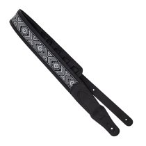 2.5" Leather Strap with Burgundy Suede and Black Leather Arrow Pattern, Black