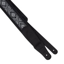 2.5" Leather Strap with Burgundy Suede and Black Leather Arrow Pattern, Black