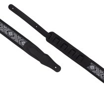 2.5" Leather Strap with Burgundy Suede and Black Leather Arrow Pattern, Black