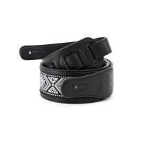 2.5" Leather Strap with Burgundy Suede and Black Leather Arrow Pattern, Black