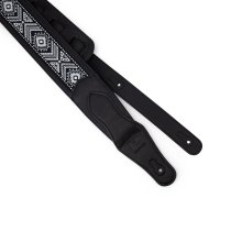 2.5" Leather Strap with Burgundy Suede and Black Leather Arrow Pattern, Black